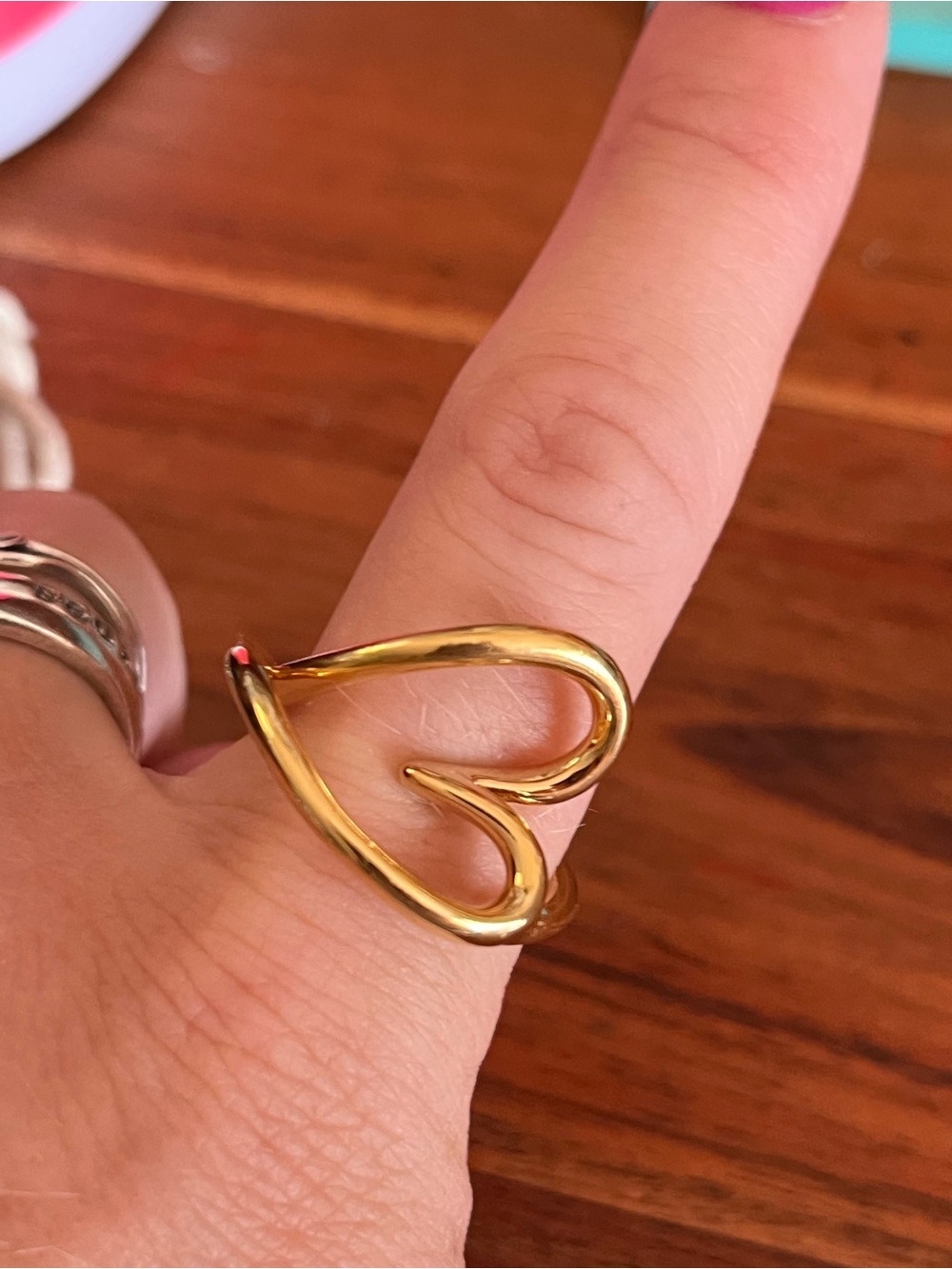 Pandora Gold Heart Open Ring - Women Jewelry size 8
